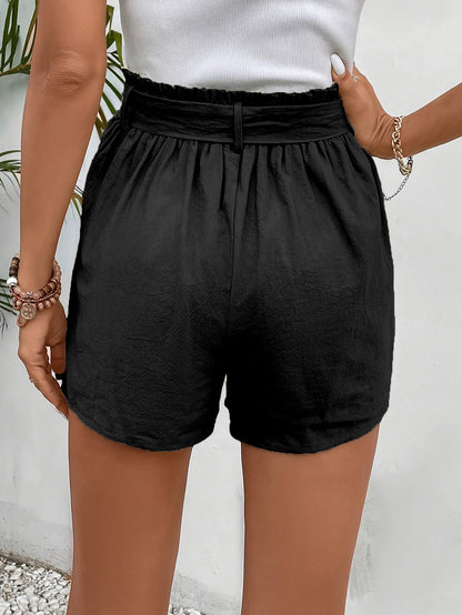 Damen Eleganter Minirock mit Bindegürtel und Taschen – Ideal für Alltag und Freizeit