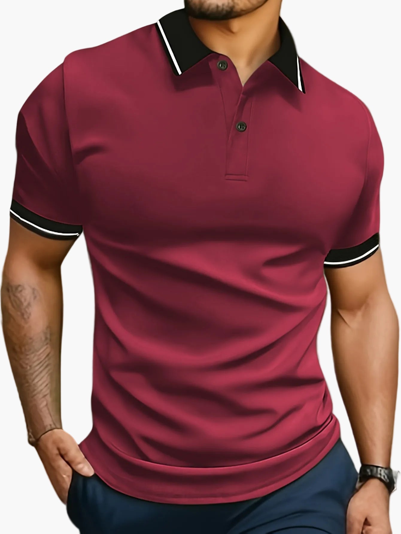 Herren Polo Shirt Modern Freizeitstil mit Kontrastkragen – Kurzarm, Bequemer Schnitt, Ideal für Alltag & Freizeit