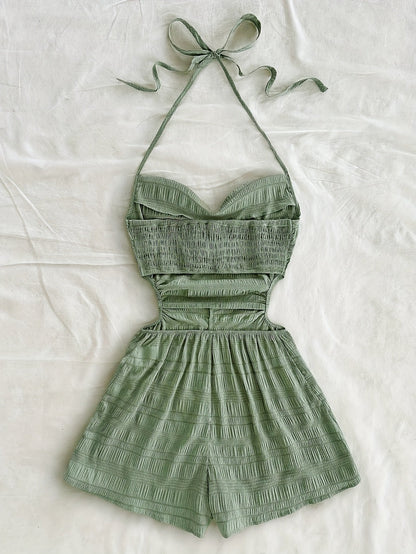 Damen Jumpsuit mit Neckholder und Cut-Outs – Modischer Einteiler für Urlaub & Sommer