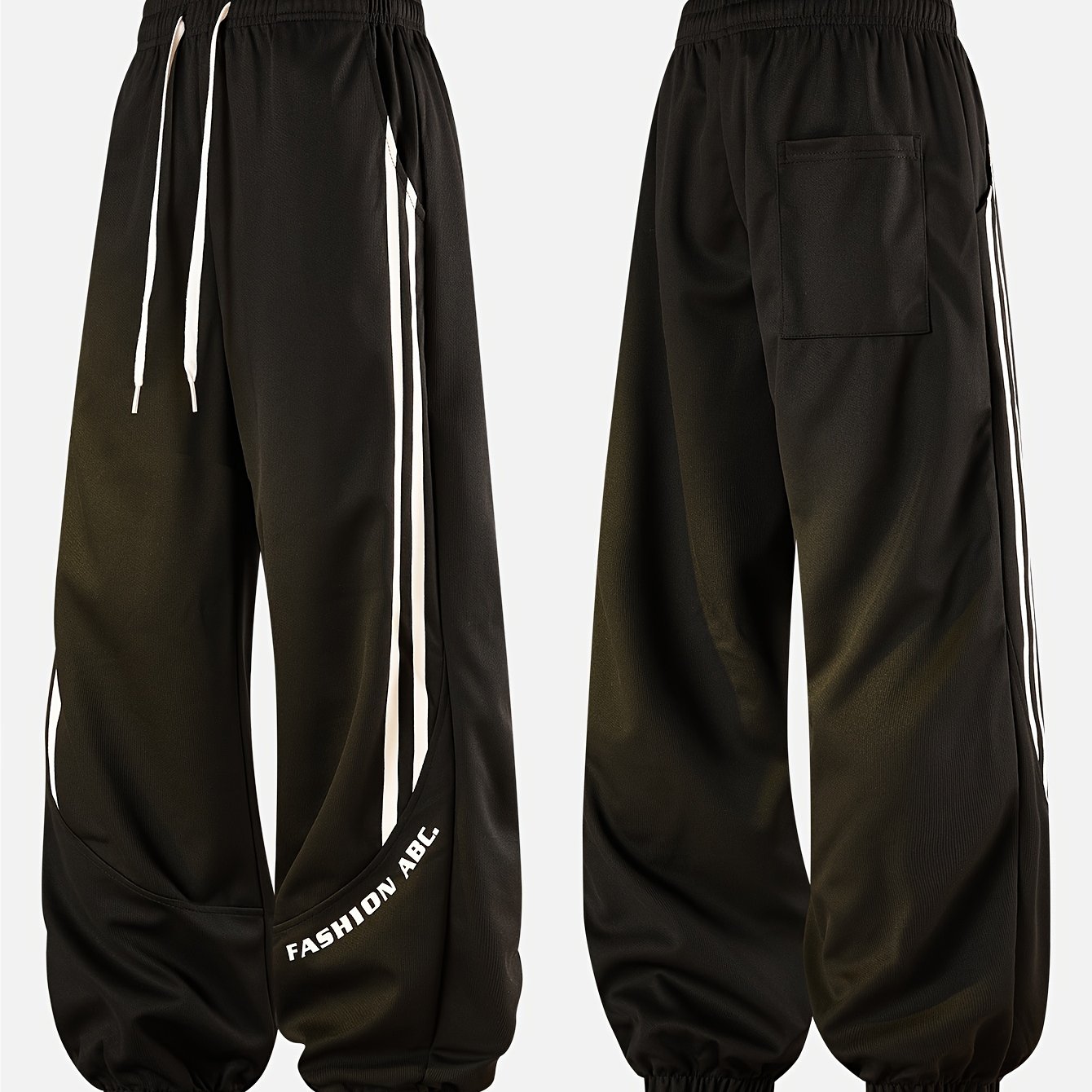 Herren Streetwear Jogginghose mit weitem Bein und Kontraststreifen – Urban Freizeitlook