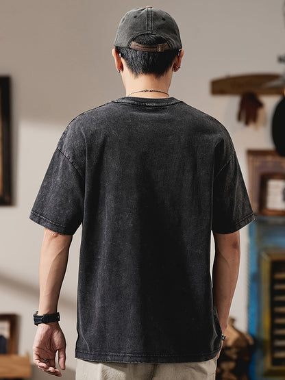 Herren Oversize Streetwear T-Shirt mit Prägung – Urban Style Kurzarm Freizeitshirt