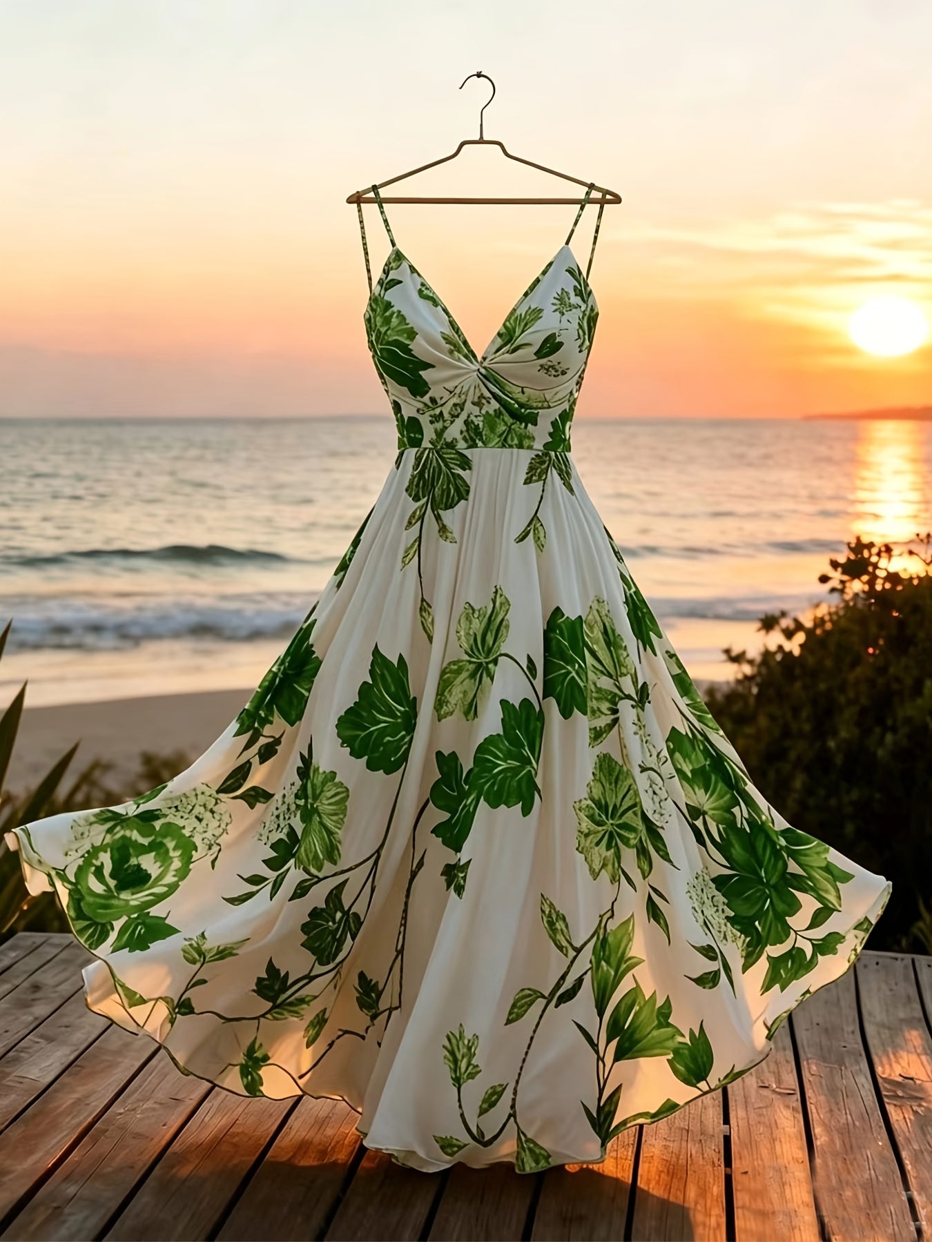 Damen Maxi Kleid mit Blumenmuster und schwingendem Rock – Eleganter Boho Stil für besondere Anlässe