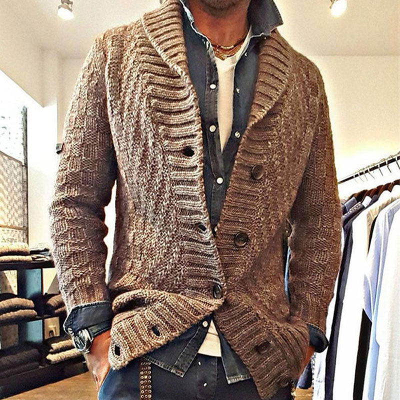 Herren Strickjacke Vintage Stil mit Reverskragen – Modischer Cardigan für Alltag und Freizeit