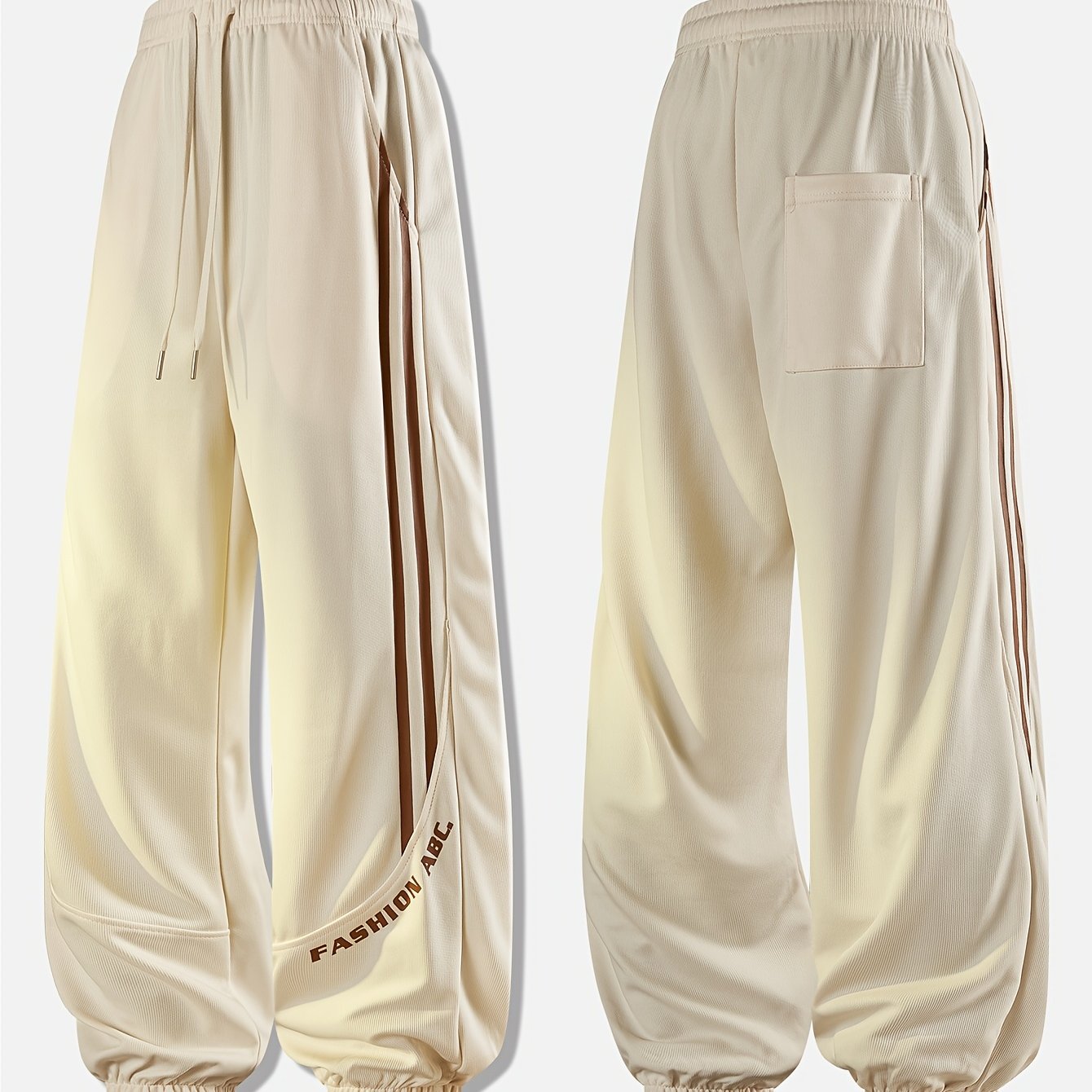 Herren Streetwear Jogginghose mit weitem Bein und Kontraststreifen – Urban Freizeitlook