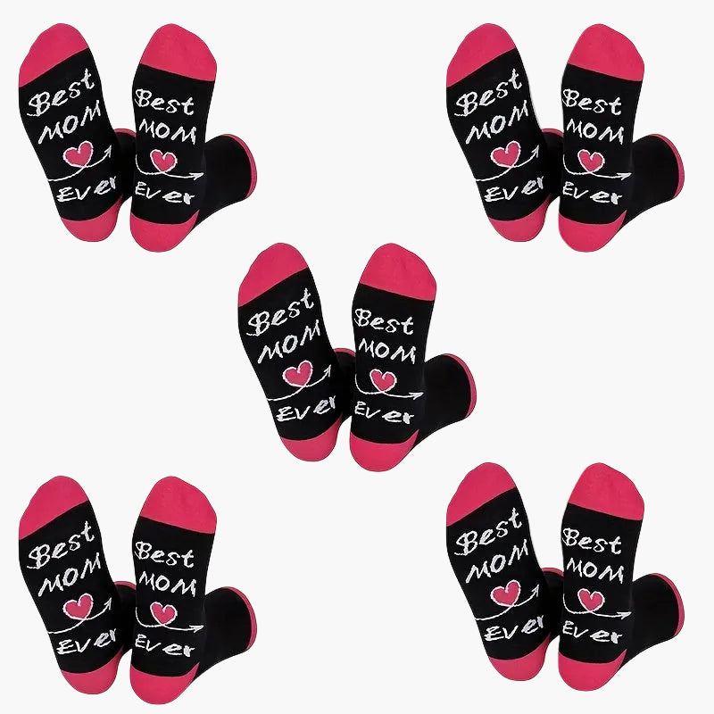 Damen Socken zum Muttertag – Lustige Geschenkidee mit 'Best Mom Ever' Aufdruck – Bequeme Freizeitsocken für Mütter