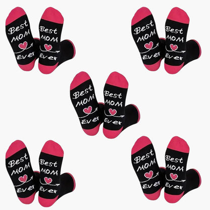 Damen Socken zum Muttertag – Lustige Geschenkidee mit 'Best Mom Ever' Aufdruck – Bequeme Freizeitsocken für Mütter