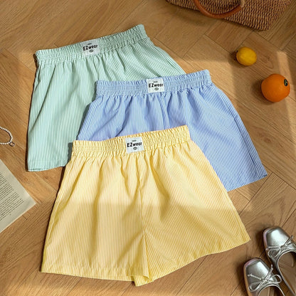 Damen Pyjama Shorts Set – Gestreifte lockere Homewear, bequem & stilvoll
