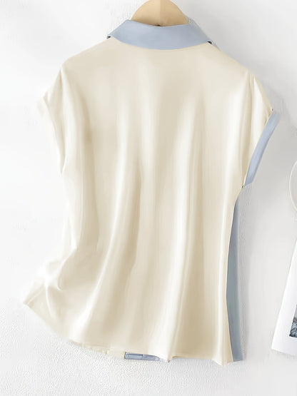 Damen Bluse im eleganten Colorblock Stil – Ärmellos, Sommer, Büro & Freizeit
