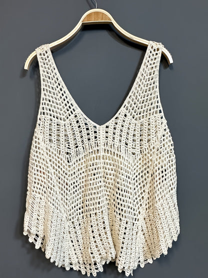 Damen Boho Häkel-Top mit Quasten und Perlen – Sommer Strandmode, Festival Look