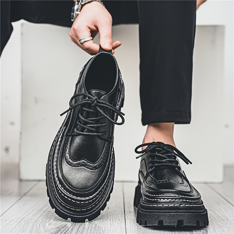 Herren Vintage Brogue Halbschuhe mit dicker Sohle – Elegante Schnürschuhe für Alltag und Anlass