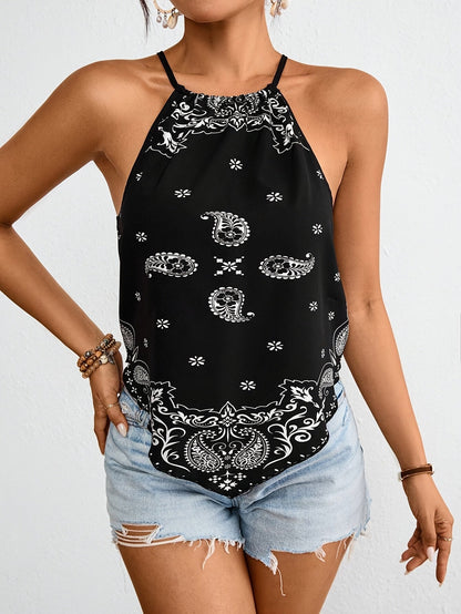 Damen Halterneck Bandana-Top im Boho-Stil für Sommer und Freizeit