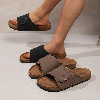 Herren Komfort-Pantoletten für Alltag & Freizeit – Bequeme Sandalen mit Klettverschluss