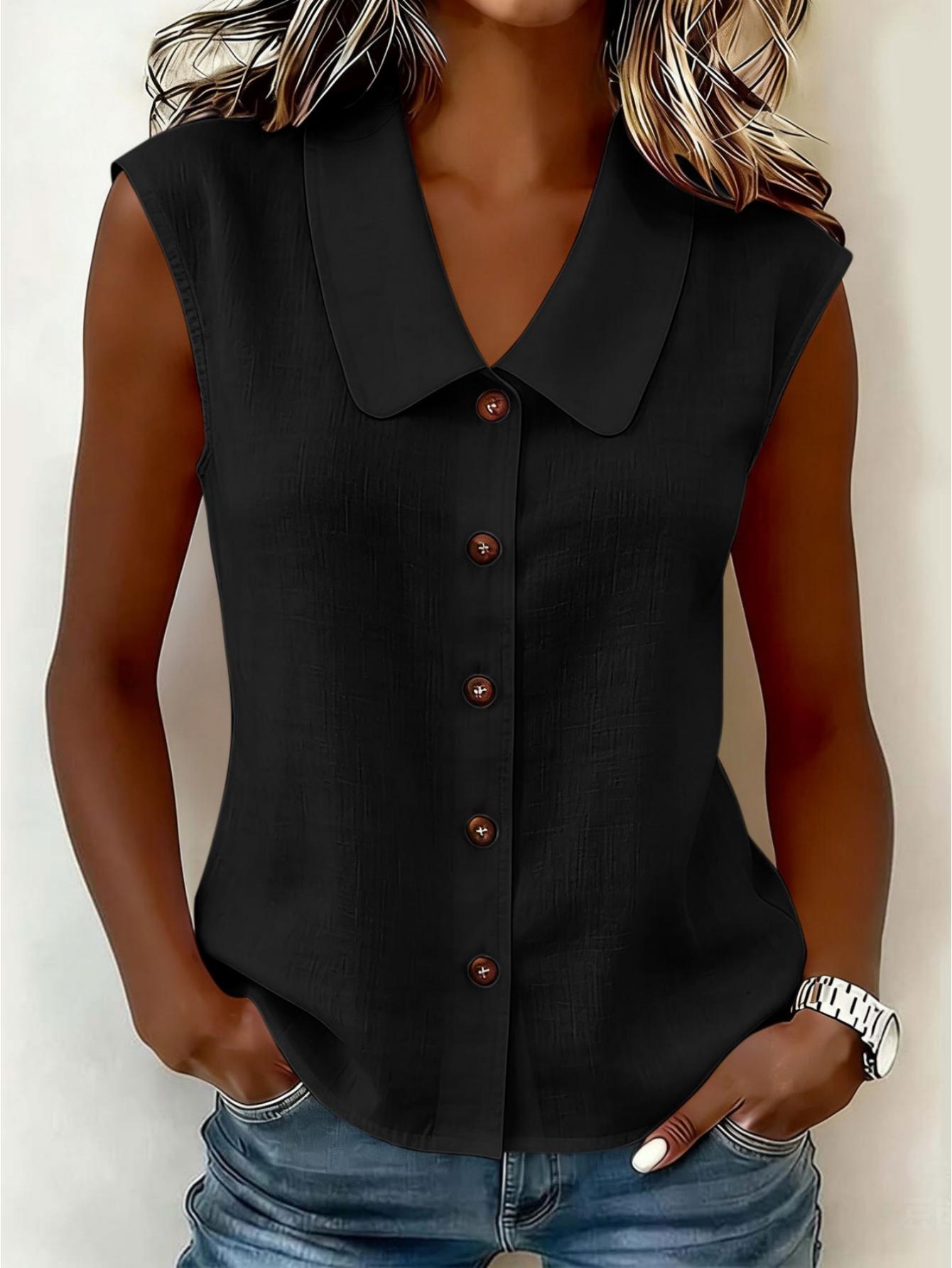 Damen Blusentop mit Knopfleiste und weitem Kragen – Elegantes Freizeit-Oberteil für Büro & Alltag