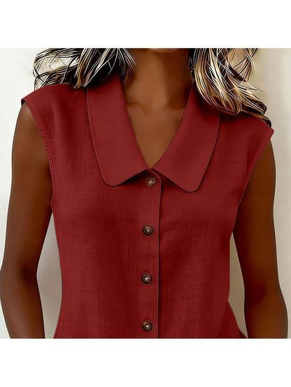 Damen Blusentop mit Knopfleiste und weitem Kragen – Elegantes Freizeit-Oberteil für Büro & Alltag