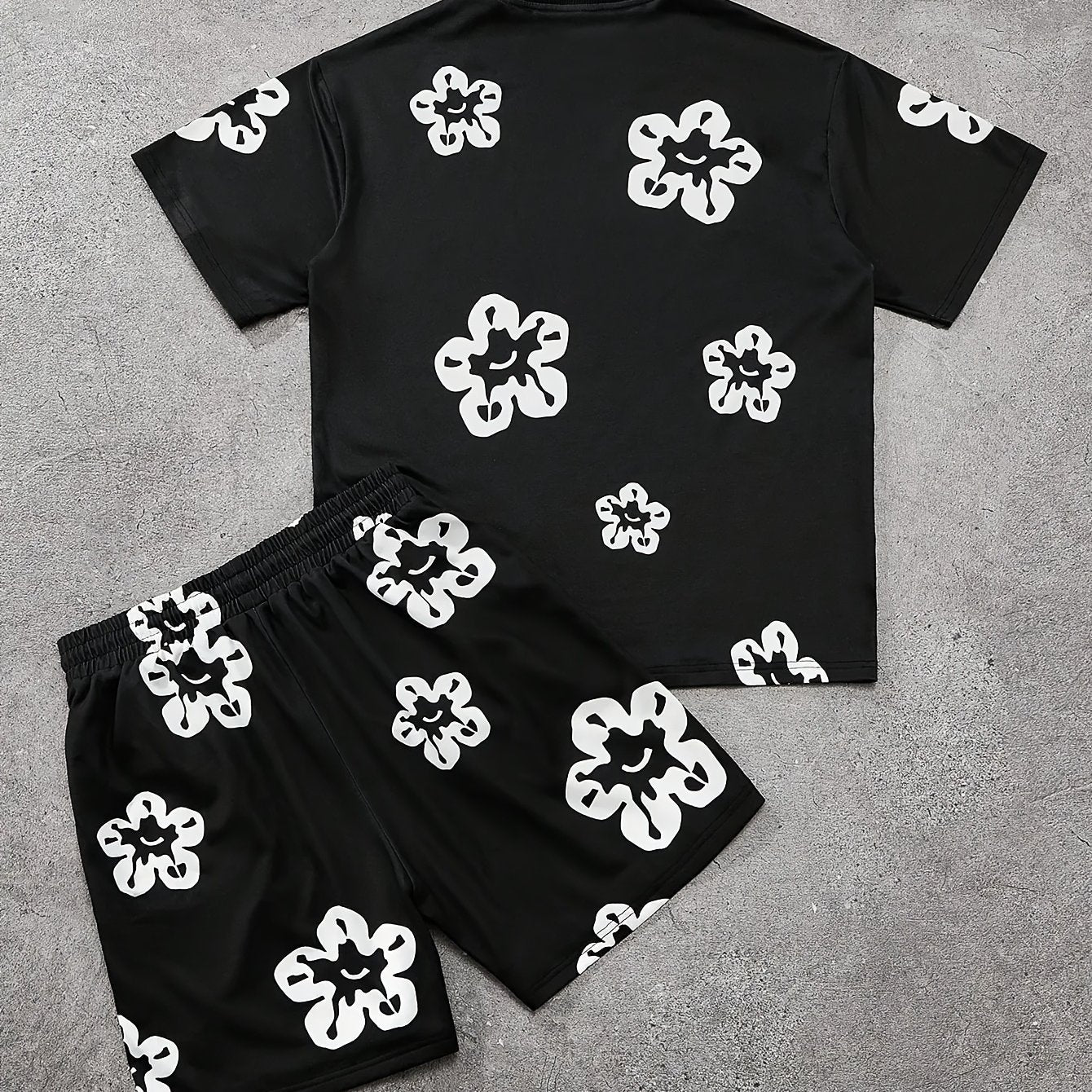 Herren Freizeit-Set mit Blumenmuster – Lässiges T-Shirt und Shorts, Modernes Lounge-Outfit