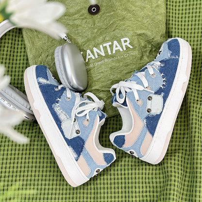Jeremy – Denim Leinwand Schuhe mit Kalter Klebung