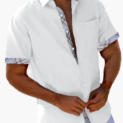 Herren Freizeithemd Kurzarm mit Kontrastdetails – Perfekt für Sommer & Strand