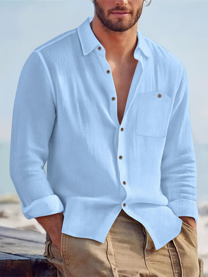 Herren Freizeit Leinenhemd – Langarm, Stilvoller Look für Alltag und Urlaub