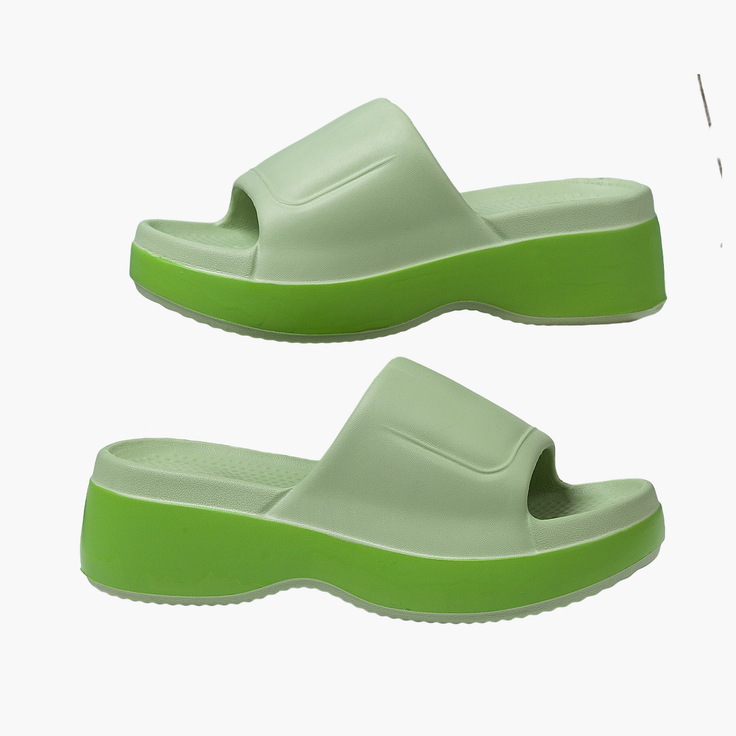 Damen Plateau-Slipper – Bequeme Sommer Hausschuhe mit offener Zehenpartie und rutschfester Sohle