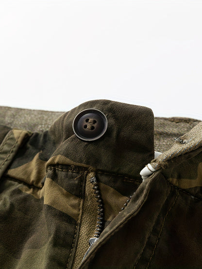 Herren Cargo Shorts im Camouflage-Look – Outdoor & Freizeit Bermuda mit Taschen