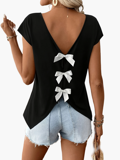 Damen Top mit tiefem Rückenausschnitt und Schleifen, eleganter Sommer-Look