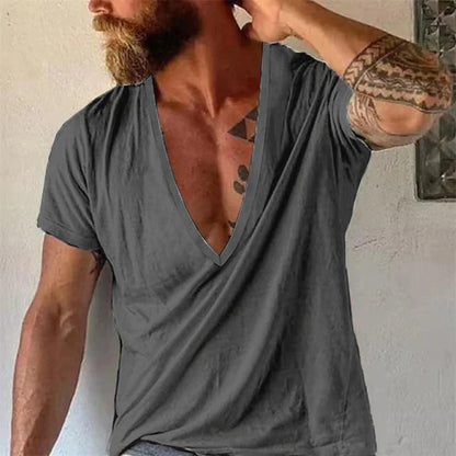Herren T-Shirt mit tiefem V-Ausschnitt – Lässiges, atmungsaktives Basic für Freizeit & Alltag