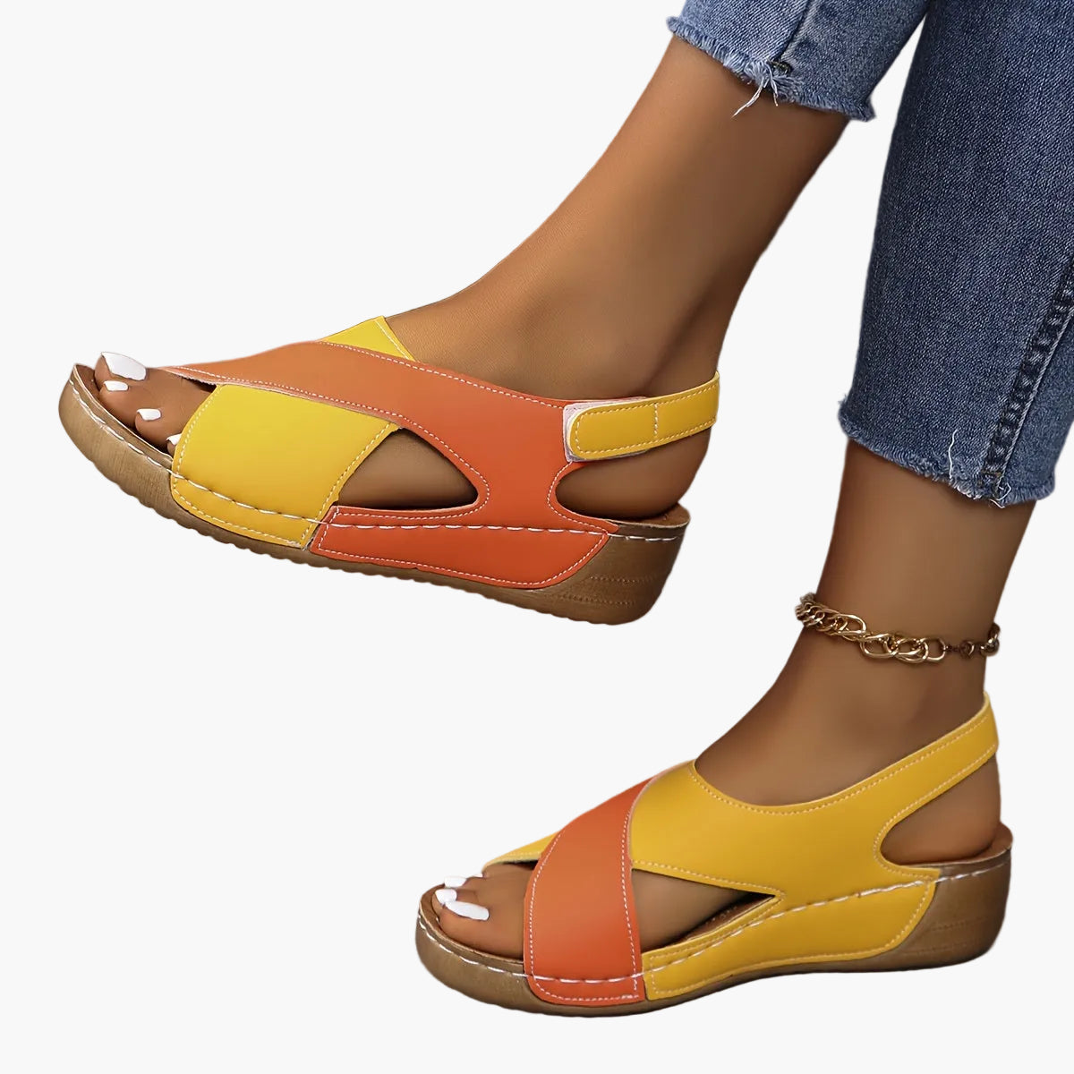 Damen Komfort-Sandalen für Alltag und Freizeit – Orthopädische, Bequeme Sommerschuhe mit Klettverschluss