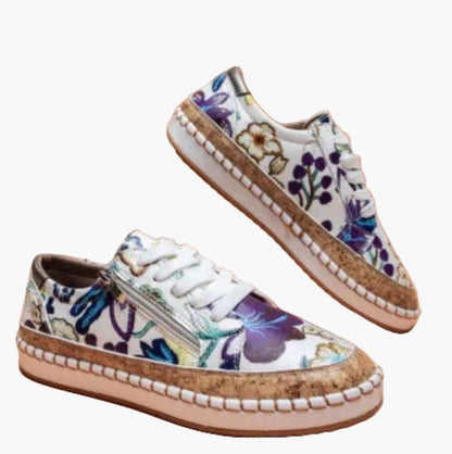 Damen Sneaker mit floralen Mustern – Modische Freizeitschuhe mit orthopädischem Komfort