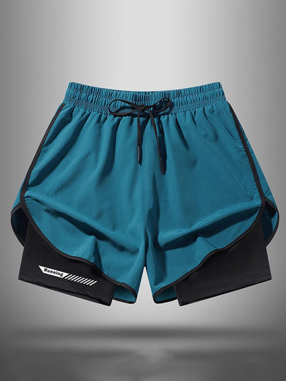 Herren Laufshorts 2-in-1 Sport Trainingsshorts mit Innenhose für Fitness und Jogging