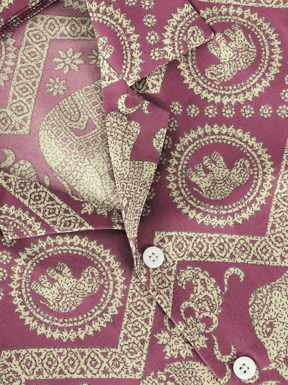 Herren Resort Hemd mit Elefanten- und Mandala-Muster, Kurzarm, Freizeit Stil