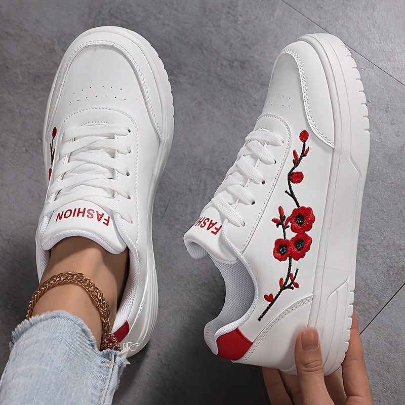 Damen Sneaker im eleganten Stil mit floraler Stickerei – Bequeme Freizeitschuhe für Alltag und Streetwear
