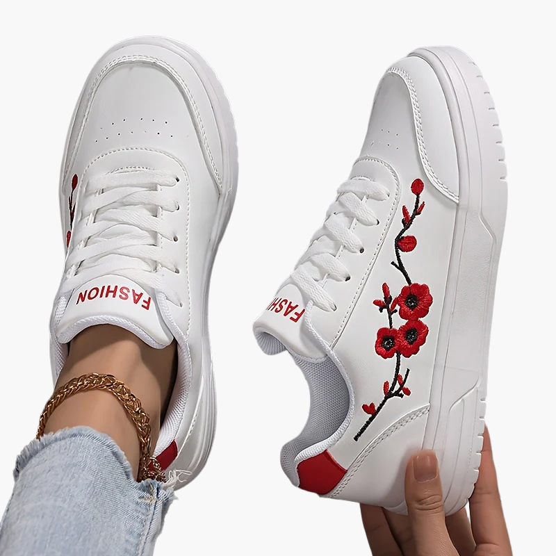 Damen Sneaker im eleganten Stil mit floraler Stickerei – Bequeme Freizeitschuhe für Alltag und Streetwear
