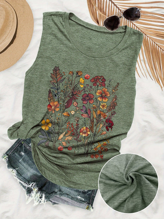 Damen Freizeit Tanktop mit Blumenmuster – Perfekt für den Sommer und lässige Outfits