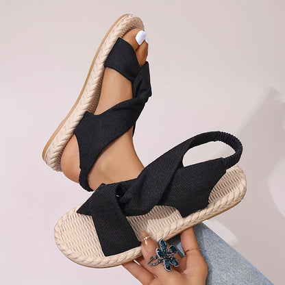 Damen Sommer-Sandalen mit Kreuzband und offener Spitze – Modische Freizeitschuhe für Alltag und Urlaub