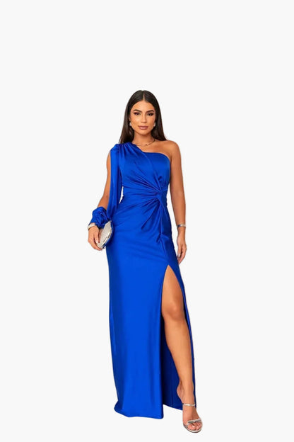 Damen Abendkleid Eleganter Ein-Schulter-Look mit Drapierung für besondere Anlässe