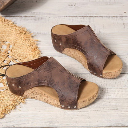 Damen Vintage Plateau Clogs Sandalen mit Keilabsatz – Bequeme Sommerschuhe für Freizeit und Alltag