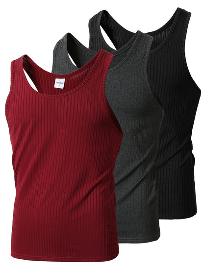 Herren Sportliche Tanktops 3er-Pack – Bequeme Freizeit- und Fitnessshirts