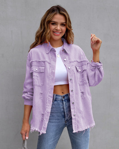 Carly – Lässige Damenjacke mit Rissen für Herbst und Frühling
