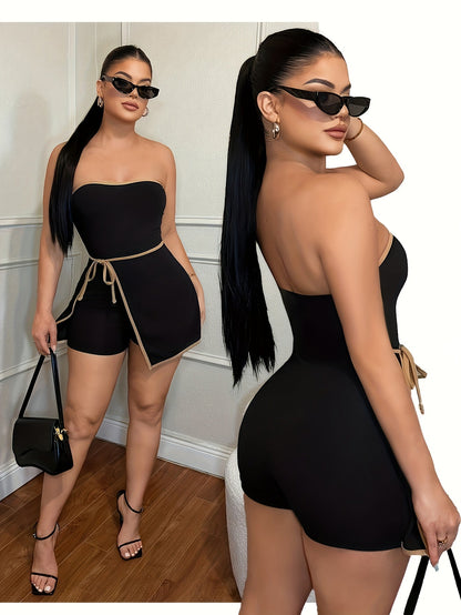 Damen Einteiler Jumpsuit Bandeau Elegant Party Abendmode