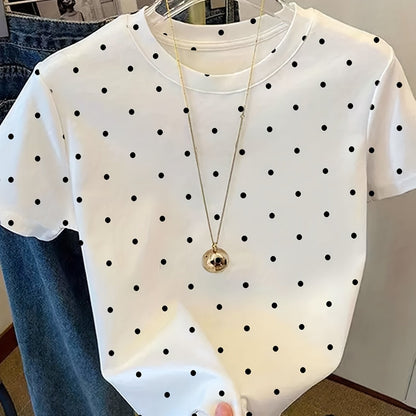 Damen Polka-Dot T-Shirt im eleganten Casual-Stil – Perfekt für Alltag und Freizeit
