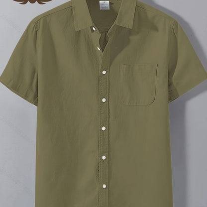 Herren Kurzarm Freizeithemd mit Brusttasche – Klassisches Button-Down Design für Büro und Alltag