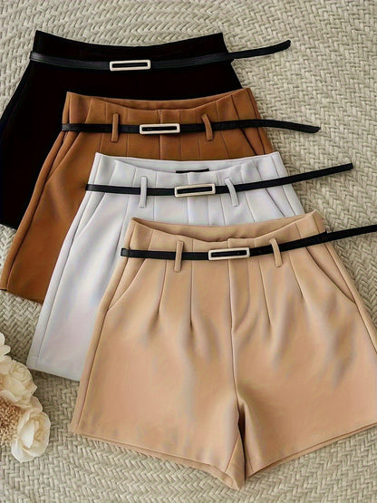Damen Elegantes Crop Top und Shorts Set mit Gürtel – Stilvolles Sommer Outfit für Freizeit und Alltag