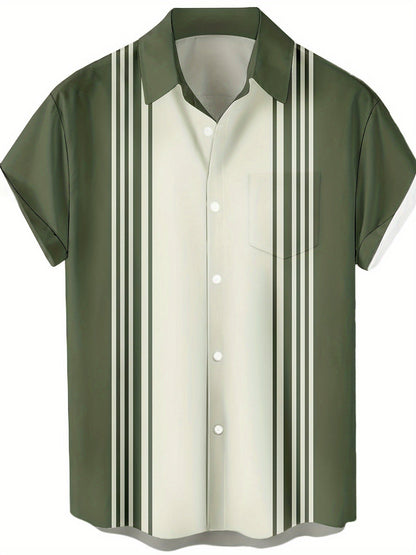 Herren Bowlinghemd im Retro-Stil – Kurzarm Freizeithemd für Alltag & Sommer