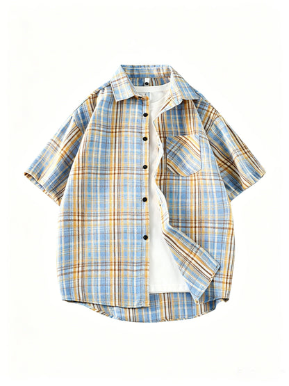 Herren Kurzarm Freizeithemd im Karo-Design – Lässiger Button-Down Stil für Alltag und Freizeit