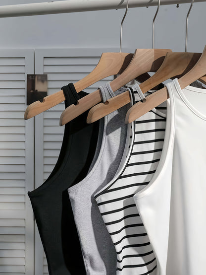 Damen Basic Tanktop Crop Set – Lässige Sommerwesten im 4er-Pack, Ideal für Alltag & Freizeit