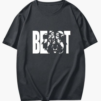 Herren T-Shirt im Oversize-Stil mit „BEAST“-Print und Löwenmotiv – Urban Streetwear für Selbstbewusste