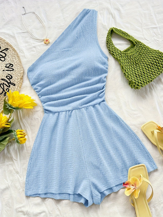 Damen Ein-Schulter-Jumpsuit im lässigen Sommerstil – Perfekt für Freizeit und Urlaub