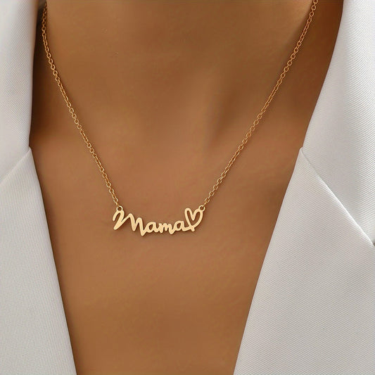 Damen Halskette Mama Herz Schriftzug – Elegante Statementkette zum Muttertag, Geschenk für Mütter