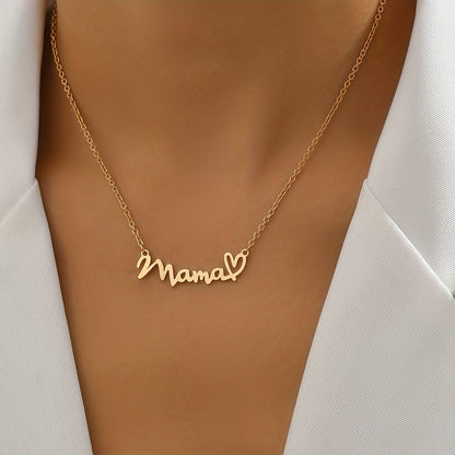 Damen Halskette Mama Herz Schriftzug – Elegante Statementkette zum Muttertag, Geschenk für Mütter