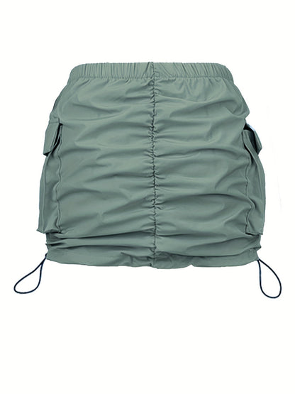 Damen Utility Minirock mit Kordelzug und Cargo-Taschen – Moderner Streetstyle